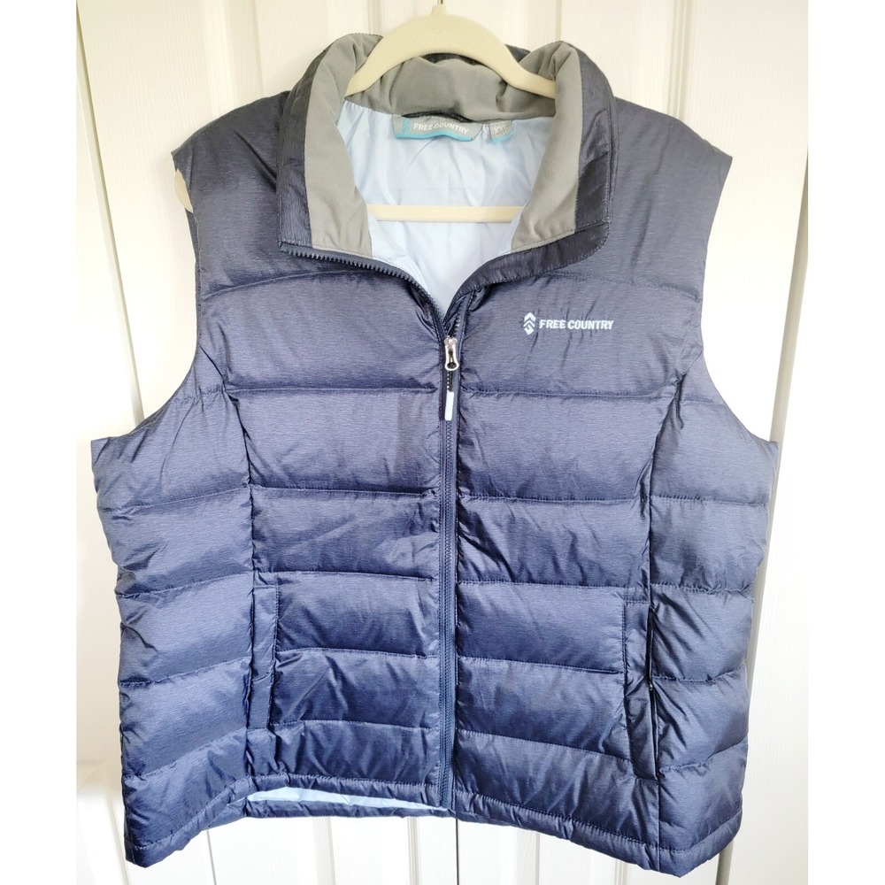 Free Country Men's XXL 2X Blue Puffer Vest Zipper Pockets‎ Zip Up NWOT RV $70
